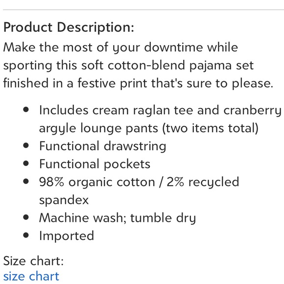 Burt’s Bees Baby Cranberry Raglan Tee & Abstract Argyle Pants Pajama Set - Men - Picture 3 of 3